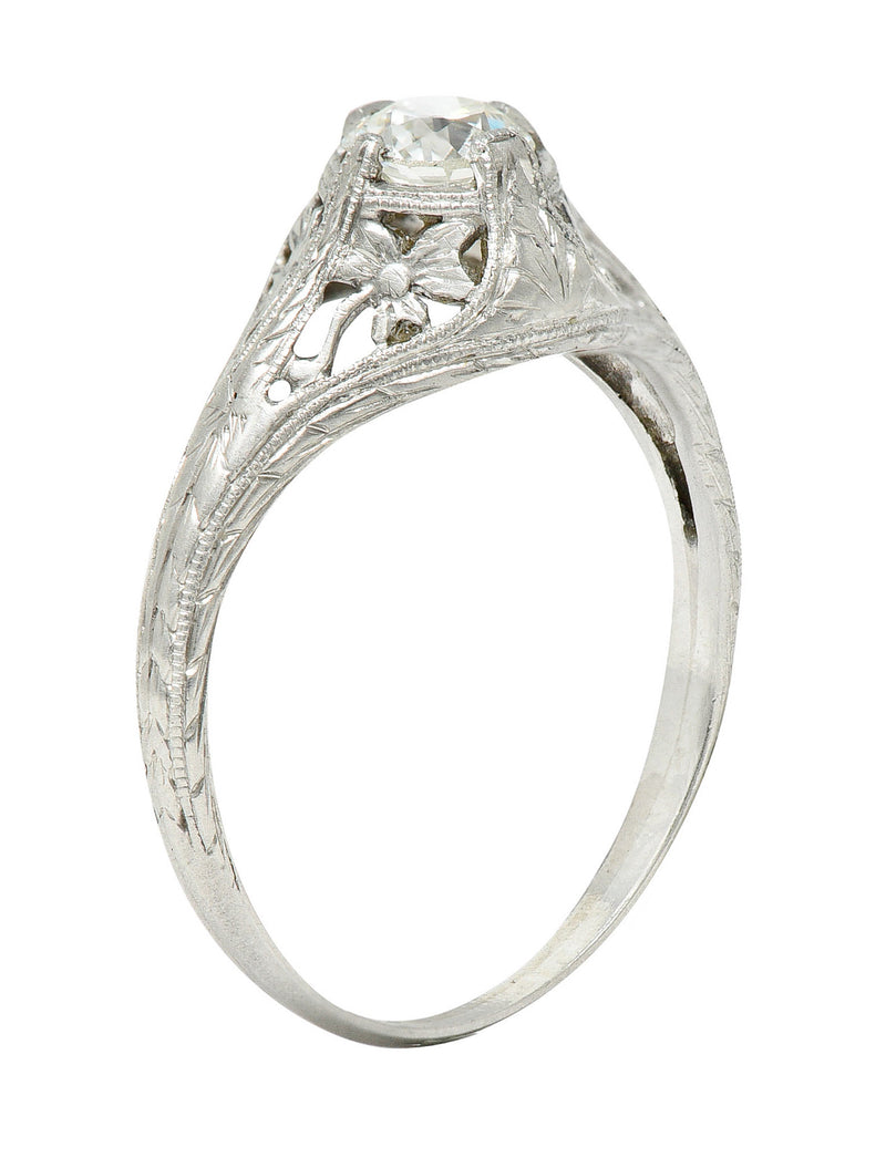 1920's Early Art Deco 0.43 CTW Diamond Platinum Clover Engagement RingRing - Wilson's Estate Jewelry