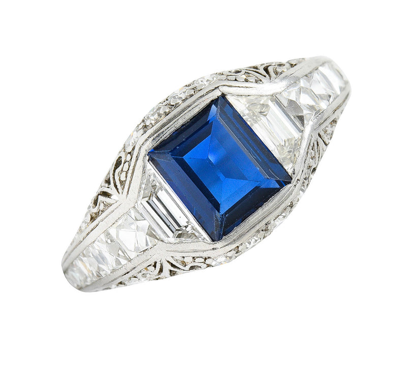 Art Deco Tiffany & Co. Sapphire Diamond Platinum Dinner RingRing - Wilson's Estate Jewelry