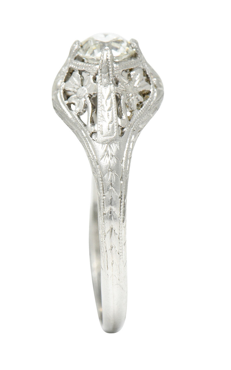 1920's Early Art Deco 0.43 CTW Diamond Platinum Clover Engagement RingRing - Wilson's Estate Jewelry