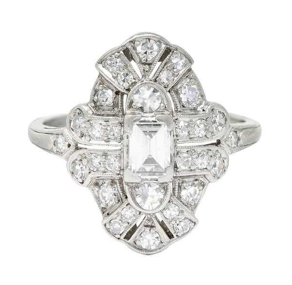 1930's Maurice Tishman Art Deco 0.75 CTW Diamond Platinum Dinner RingRing - Wilson's Estate Jewelry