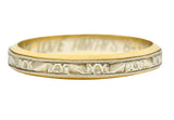 1990's Platinum 14 Karat Gold Unisex Scrolling Vintage Band Ring Wilson's Estate Jewelry