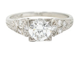 1950's Mid-Century 1.00 CTW Diamond Platinum Square Form Engagement RingRing - Wilson's Estate Jewelry