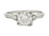Art Deco 1.43 CTW Old European Diamond Platinum Engagement Ring GIARing - Wilson's Estate Jewelry