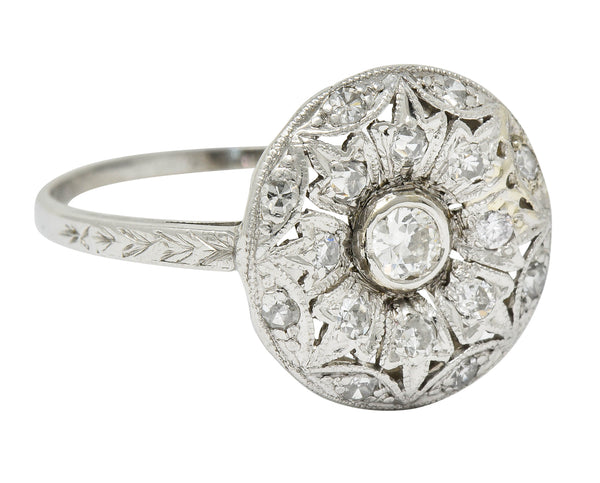Art Deco 0.45 CTW Diamond Platinum Floral Dinner RingRing - Wilson's Estate Jewelry