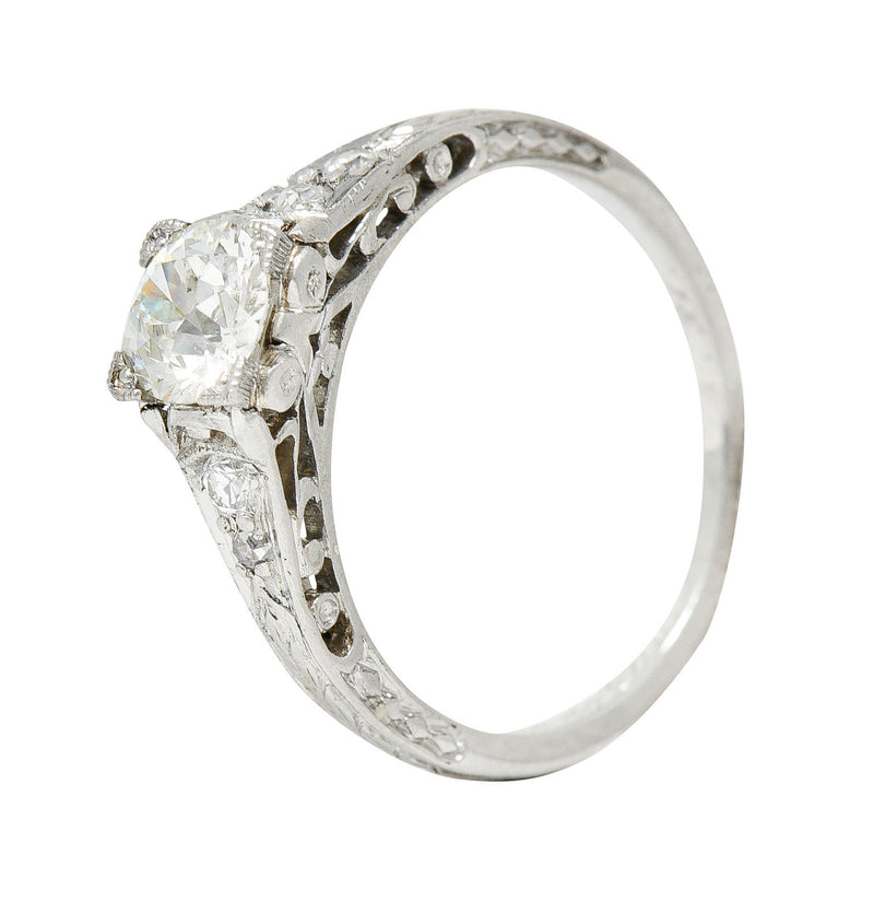 Art Deco 0.67 CTW Diamond Platinum Filigree Engagement RingRing - Wilson's Estate Jewelry