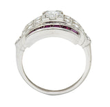 McTeigue Retro 1.99 CTW Diamond Ruby Platinum Band Ring Wilson's Estate Jewelry