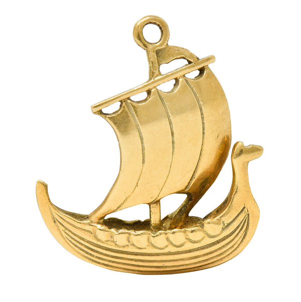 Art Nouveau 14 Karat Gold Viking Longship Charmcharm - Wilson's Estate Jewelry