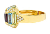 Vintage Garnet Topaz Peridot Diamond 18 Karat Gold Gemstone RingRing - Wilson's Estate Jewelry
