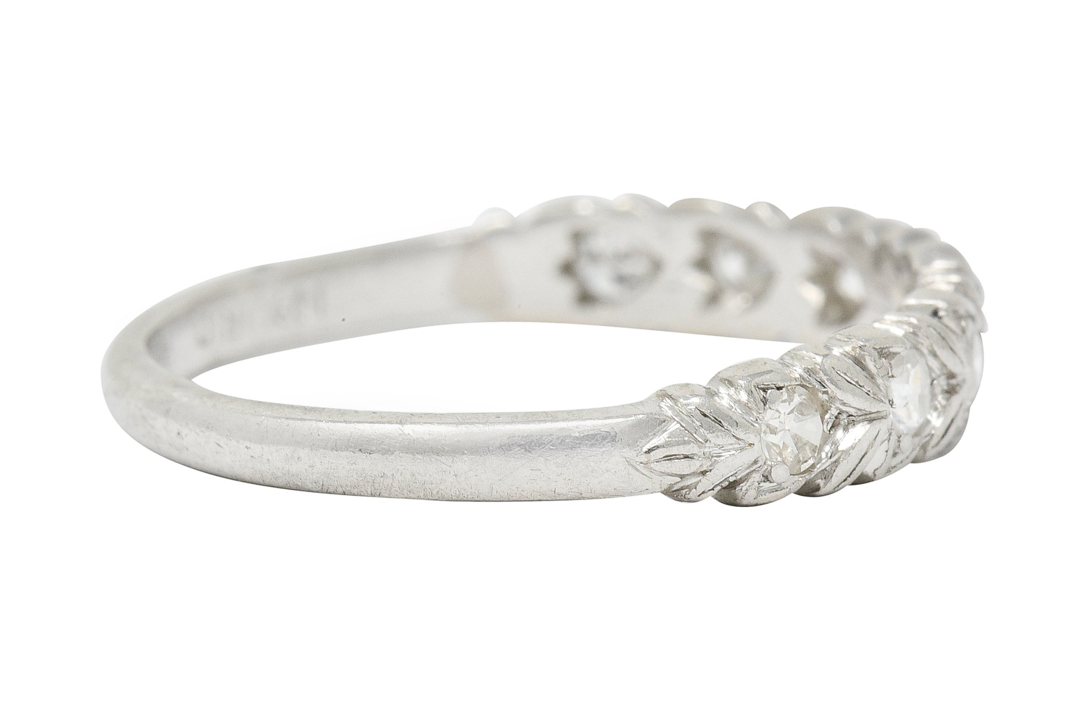 Art Deco 0.35 CTW Diamond Platinum Foliate Band Ring - Wilson's Estate Jewelry