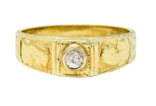 Egyptian Revival Diamond 14 Karat Gold Lotus & Pharaoh RingRing - Wilson's Estate Jewelry