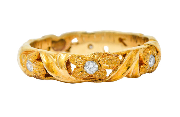 Jabel Diamond 14 Karat Gold Dogwood Flower Band Ring ContemporaryRing - Wilson's Estate Jewelry
