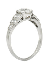 1920 Art Deco 1.25 CTW Diamond Platinum Stepped Engagement Ring GIARing - Wilson's Estate Jewelry