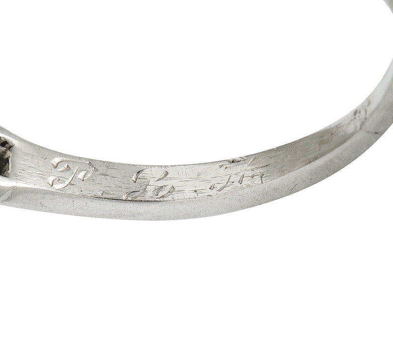 1920 Art Deco 1.25 CTW Diamond Platinum Stepped Engagement Ring GIARing - Wilson's Estate Jewelry