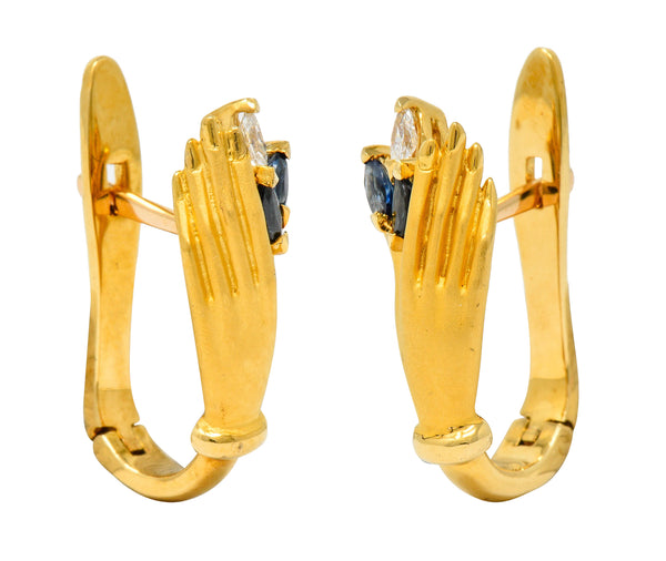 Carrera y Carrera Sapphire Diamond 18 Karat Gold Las Manos EarringsEarrings - Wilson's Estate Jewelry