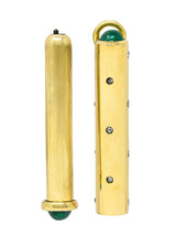 French Victorian Antique 1.15 CTW Emerald Diamond 18 Karat Yellow Gold Mechanical Pencil Chatelaine Pendant Charm Wilson's Estate Jewelry