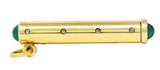 French Victorian Antique 1.15 CTW Emerald Diamond 18 Karat Yellow Gold Mechanical Pencil Chatelaine Pendant Charm Wilson's Estate Jewelry