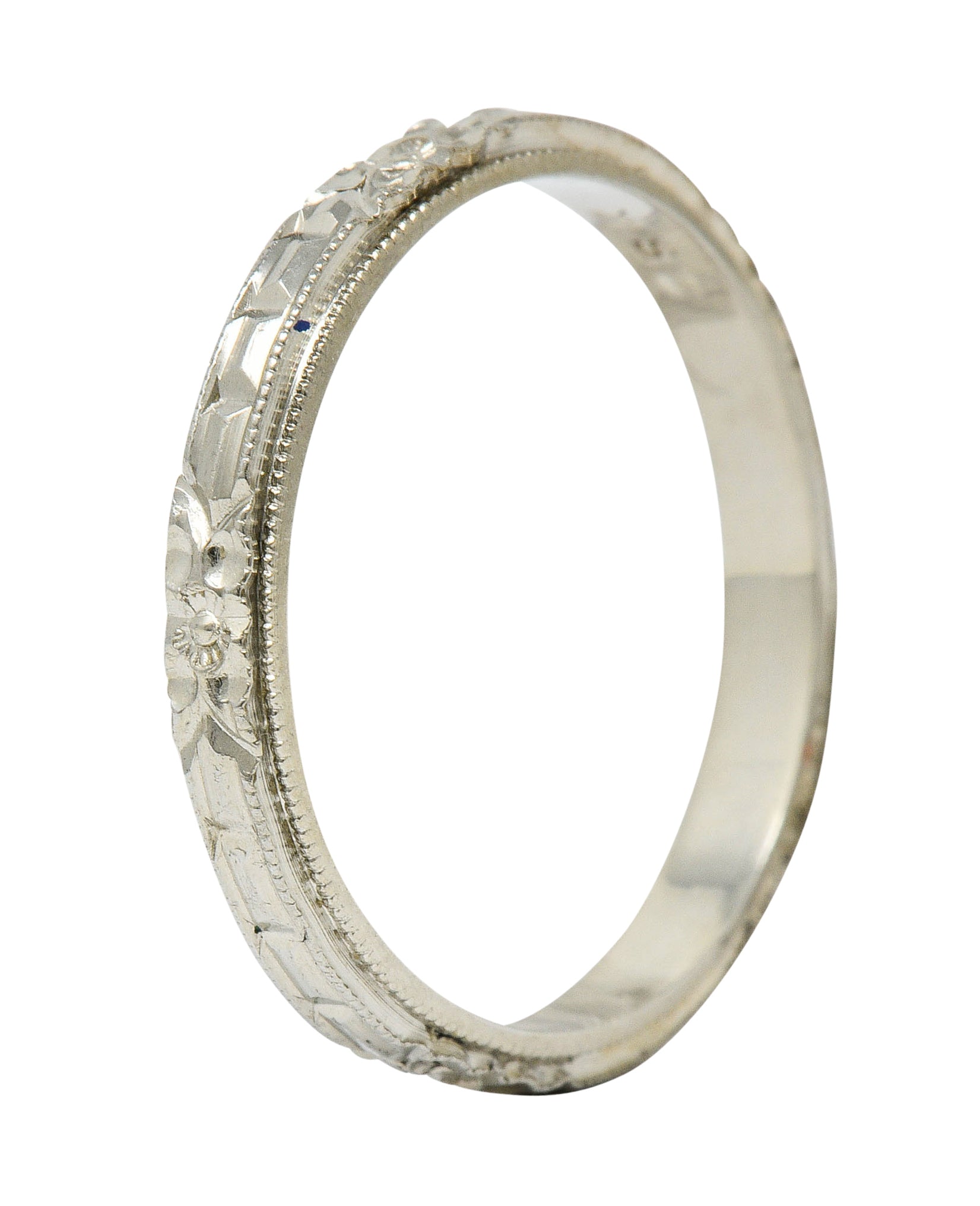 Art Deco 18 Karat White Gold Orange Blossom Band RingRing - Wilson's Estate Jewelry