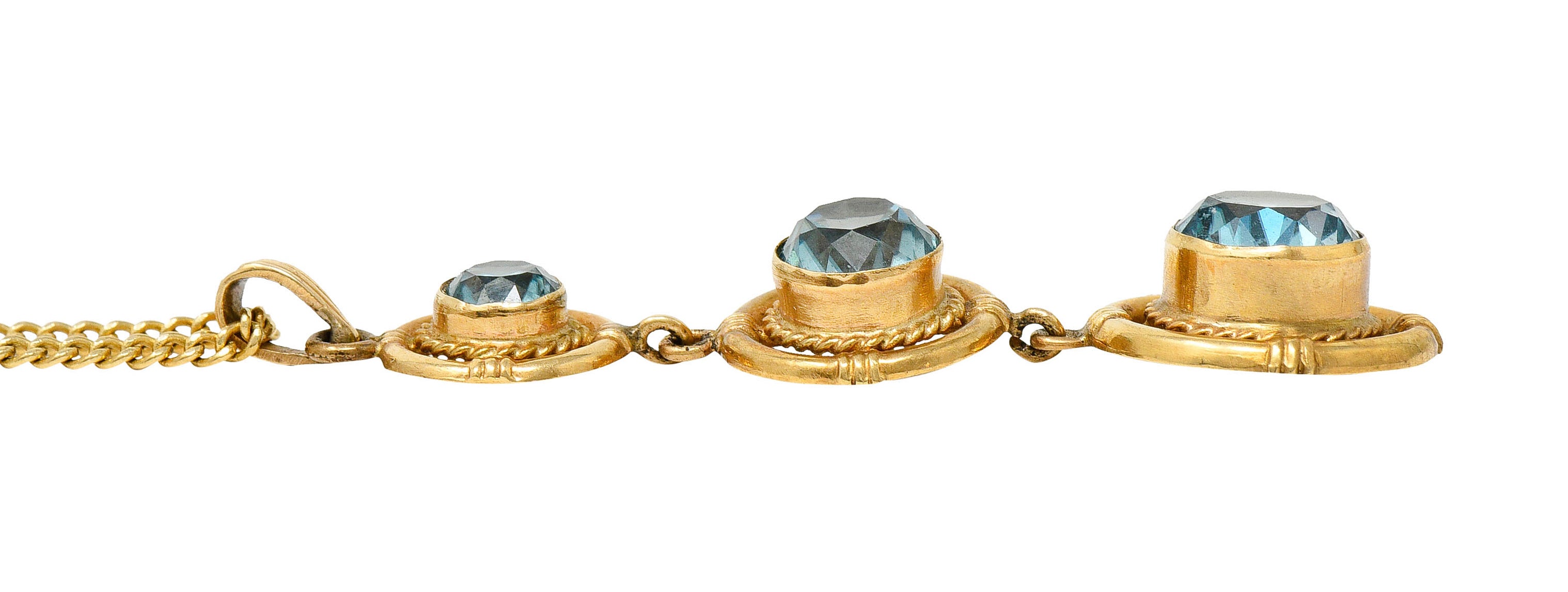 1930's Art Deco Blue Zircon 10 Karat Gold Drop Pendant NecklaceNecklace - Wilson's Estate Jewelry