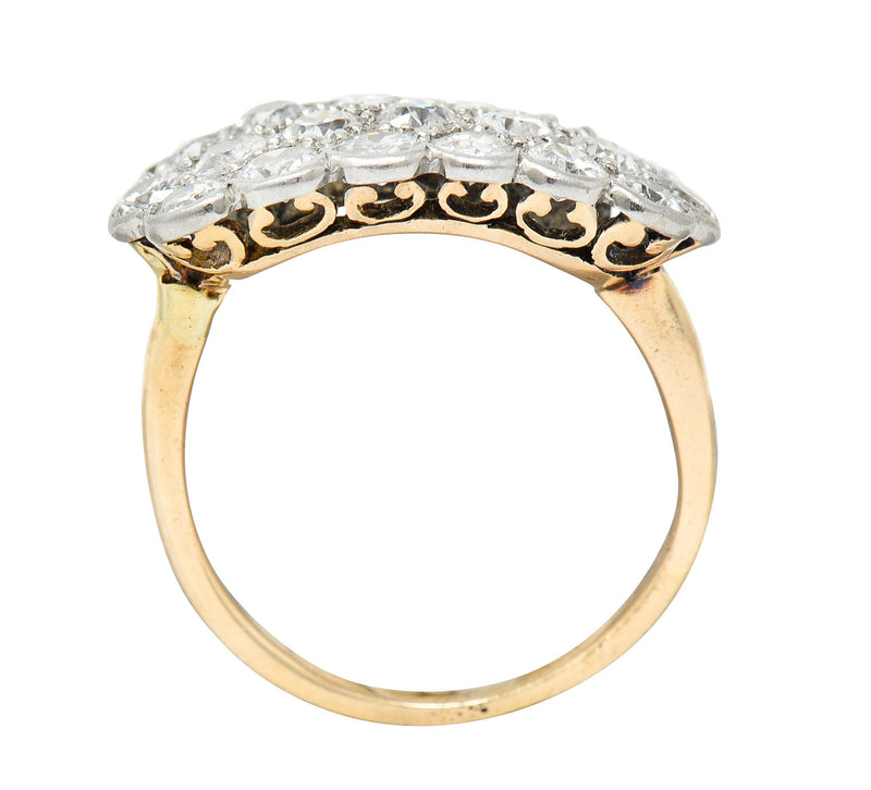 Edwardian 2.00 CTW Diamond Platinum-Topped 14 Karat Gold Cluster Band RingRing - Wilson's Estate Jewelry