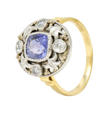 Arts & Crafts No Heat Ceylon Purple Sapphire Diamond Platinum-Topped 14 Karat Gold RingRing - Wilson's Estate Jewelry
