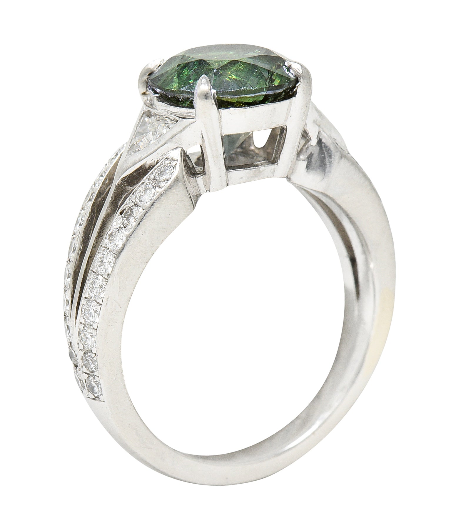 Vintage 3.85 CTW Color-Change Alexandrite Diamond Platinum Gemstone Ring AGL Wilson's Estate Jewelry