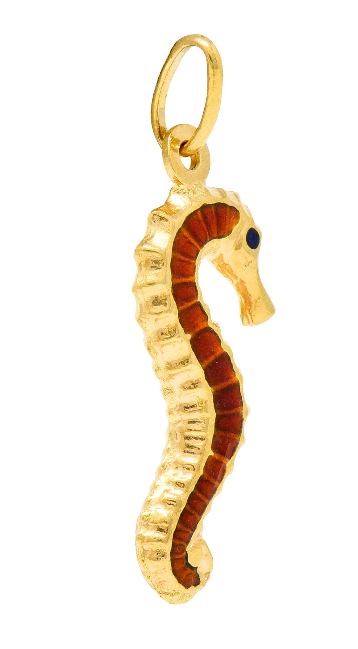 Vintage Italian Enamel 18 Karat Gold Seahorse Charm Circa 1960 - Wilson's Estate Jewelry