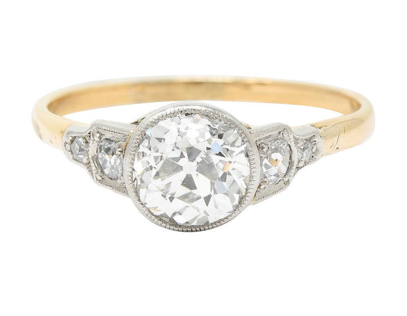 Edwardian 1.40 CTW Diamond Platinum-Topped 14 Karat Gold Engagement RingRing - Wilson's Estate Jewelry
