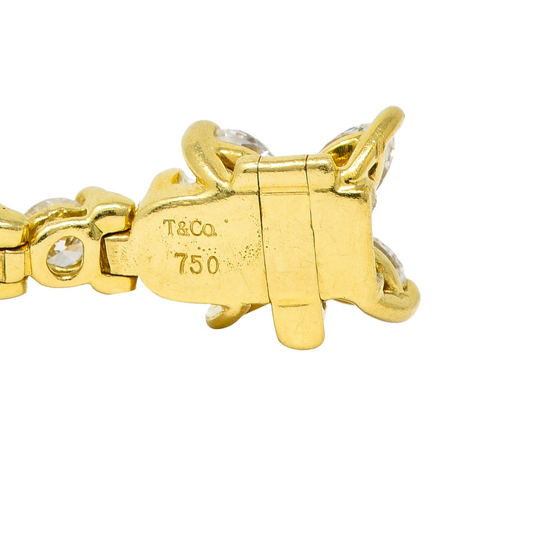 1980's Tiffany & Co. Diamond Tourmaline Platinum 18 Karat Gold Tennis  Bracelet