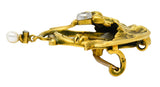 French Art Nouveau Diamond Pearl 18 Karat Gold Griffin BroochBrooch - Wilson's Estate Jewelry