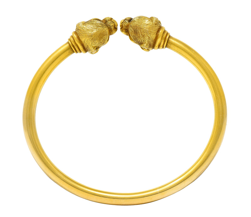 1900 Sloan & Co. Ruby 14 Karat Yellow Gold Lion Cuff Braceletbracelet - Wilson's Estate Jewelry
