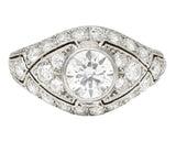 Marcus and Co. Art Deco 1.95 CTW Diamond Platinum Bombè Band Engagement Ring Wilson's Estate Jewelry