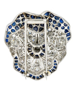 Art Deco 11.62 CTW Sapphire Diamond Platinum Pansy Flower BroochBrooch - Wilson's Estate Jewelry