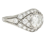 Marcus and Co. Art Deco 1.95 CTW Diamond Platinum Bombè Band Engagement Ring Wilson's Estate Jewelry