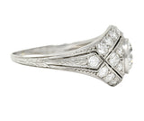 Marcus and Co. Art Deco 1.95 CTW Diamond Platinum Bombè Band Engagement Ring Wilson's Estate Jewelry