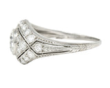 Marcus and Co. Art Deco 1.95 CTW Diamond Platinum Bombè Band Engagement Ring Wilson's Estate Jewelry