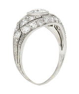 Marcus and Co. Art Deco 1.95 CTW Diamond Platinum Bombè Band Engagement Ring Wilson's Estate Jewelry