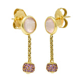 David Yurman Rose Quartz Pink Sapphire 18 Karat Gold Solari Pave Ball Drop EarringsEarrings - Wilson's Estate Jewelry