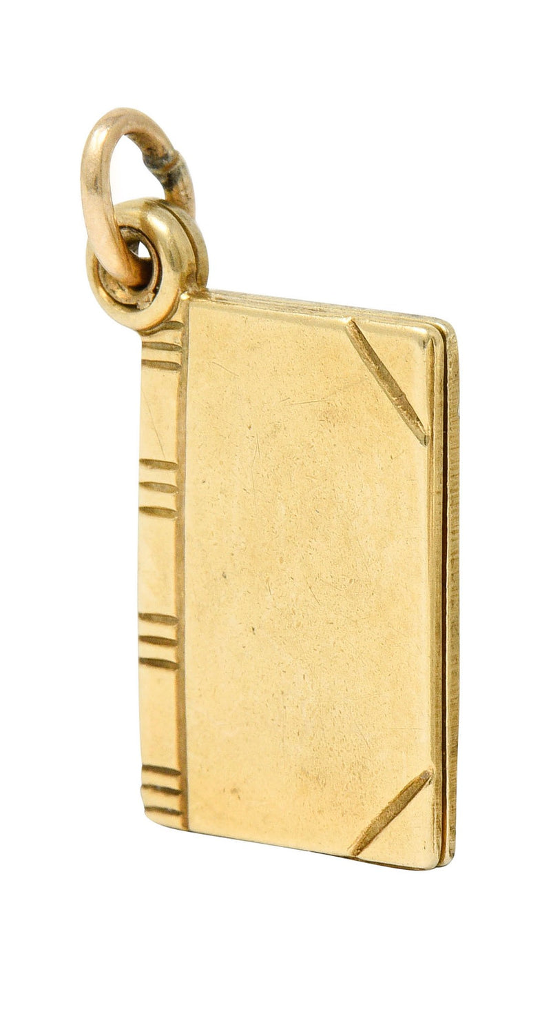 1940's Retro 10 Karat Gold I Love You Book Charmcharm - Wilson's Estate Jewelry