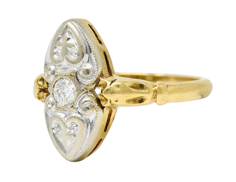 Art Deco Diamond 14 Karat Two-Tone Gold Dinner RingRing - Wilson's Estate Jewelry