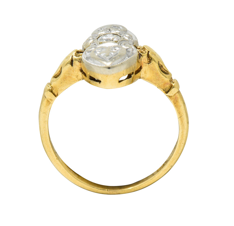 Art Deco Diamond 14 Karat Two-Tone Gold Dinner RingRing - Wilson's Estate Jewelry