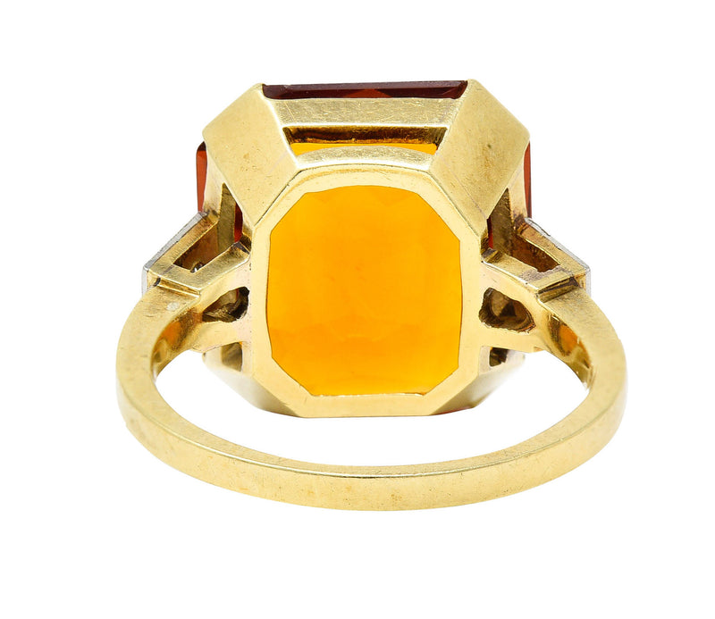 .11111 Early Art Deco Diamond Citrine Platinum-Topped 14 Karat Yellow Gold RingRing - Wilson's Estate Jewelry
