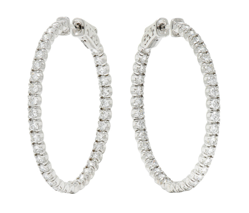 .11111 Contemporary 3.00 CTW Diamond 14 Karat White Gold 35 MM Hoop EarringsEarrings - Wilson's Estate Jewelry
