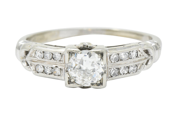 J.R. Wood & Sons Art Deco 0.62 CTW Diamond 18 Karat White Gold Engagement RingRing - Wilson's Estate Jewelry