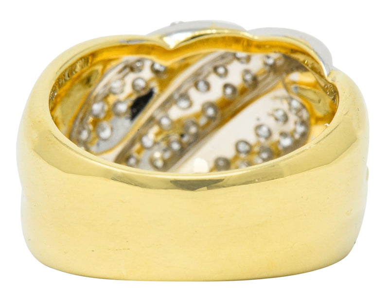 Leo Pizzo Vintage Italian Diamond 18 Karat Two-Tone Gold Band RingRing - Wilson's Estate Jewelry