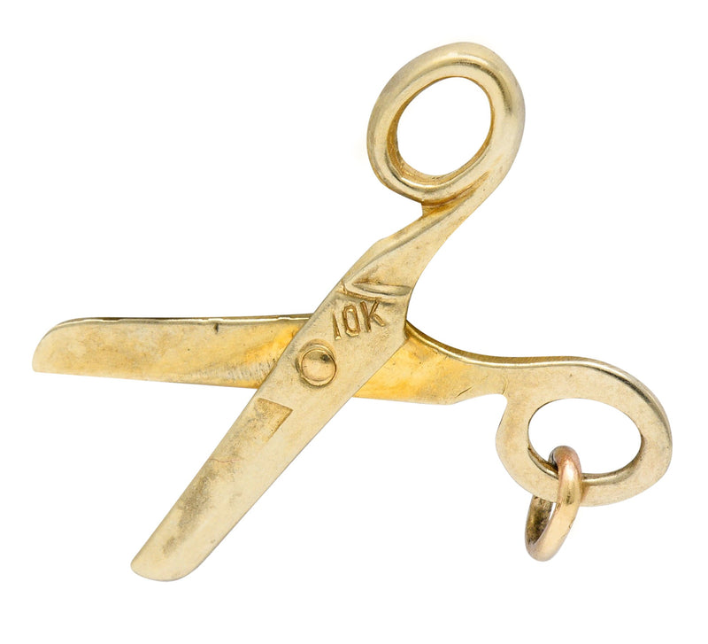 1940's Retro 10 Karat Gold Scissor Charmcharm - Wilson's Estate Jewelry