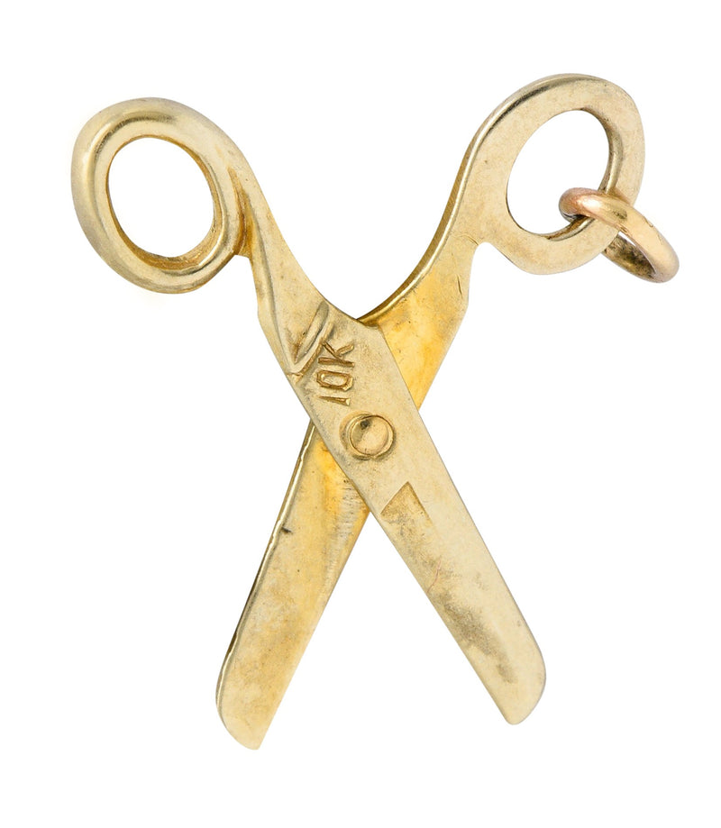 1940's Retro 10 Karat Gold Scissor Charmcharm - Wilson's Estate Jewelry