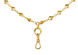 French Victorian 18 Karat Yellow Gold Heart 62 Inch Long Antique Chain Necklace Wilson's Estate Jewelry