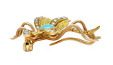 Art Nouveau Opal Pearl 14 Karat Two-Tone Gold Insect Pendant Brooch - Wilson's Estate Jewelry