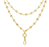 French Victorian 18 Karat Yellow Gold Heart 62 Inch Long Antique Chain Necklace Wilson's Estate Jewelry