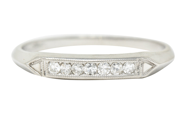 1930's Art Deco 0.25 CTW Single Cut Diamond Platinum Band Ring Wilson's Estate Jewelry